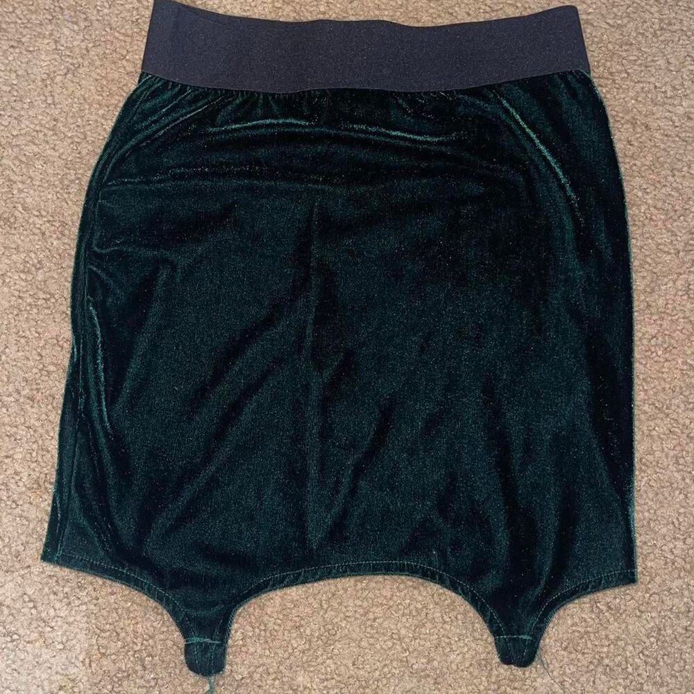 Killstar Women's Green Velvet Skirt - Size XS